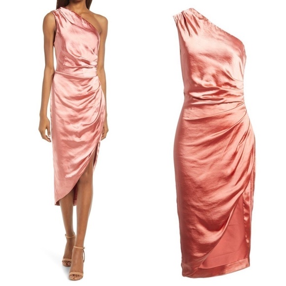 ELLIATT Cassini dress one shoulder asymmetrical in coral - Picture 1 of 10